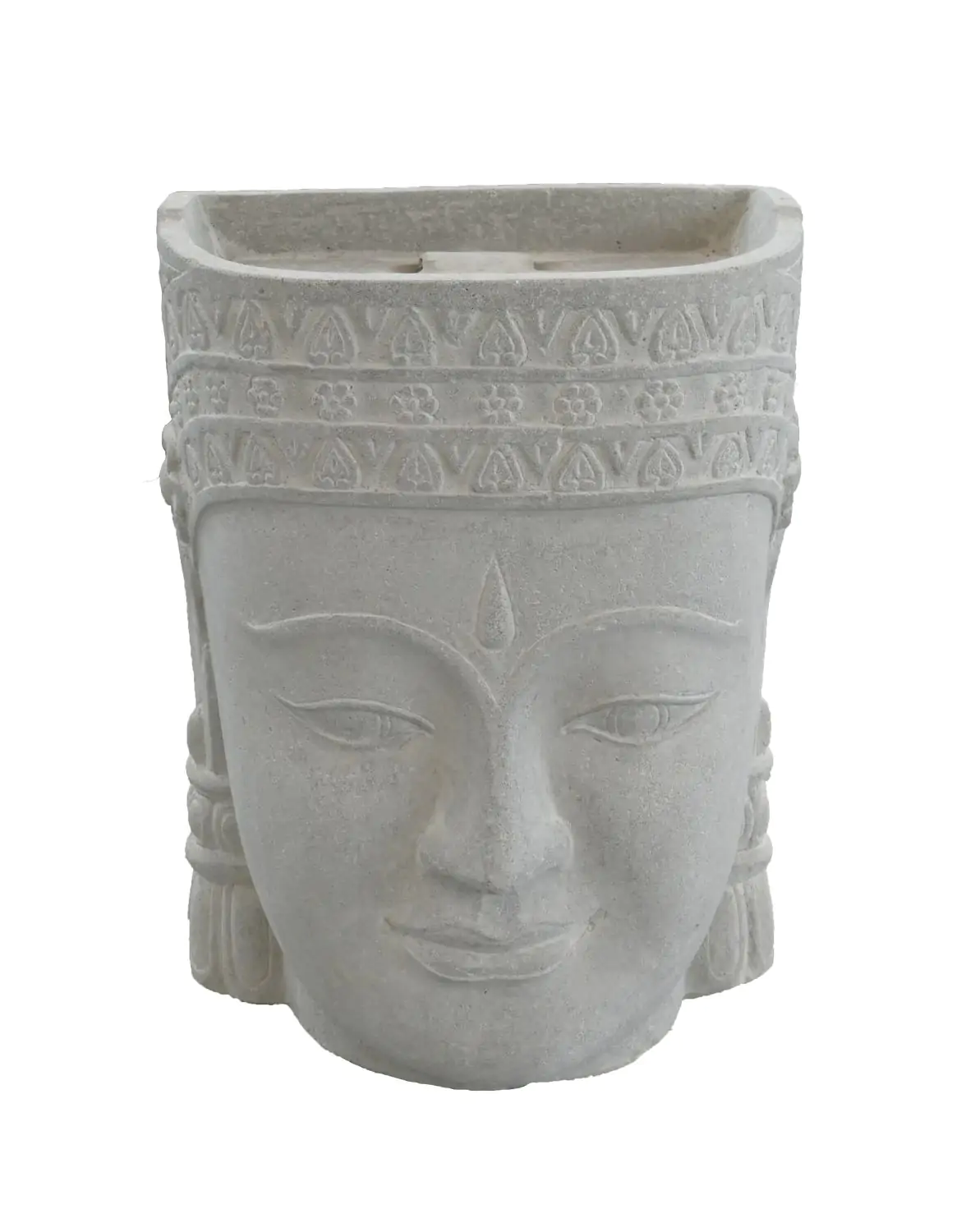  Product image 1 of the product “Khmer-head as water feature, 67cm height, cast stone, hollow, handcrafted & natural color. ”
